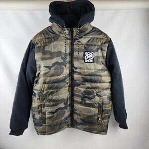 Ecko Unltd Jacket Mens Large Green/Black Lined Combat Camo Sherpa Full Zip NWT